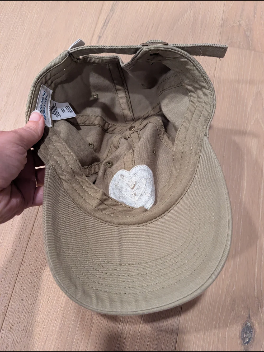 Life Is Good Khaki Baseball Cap with Heart Patch